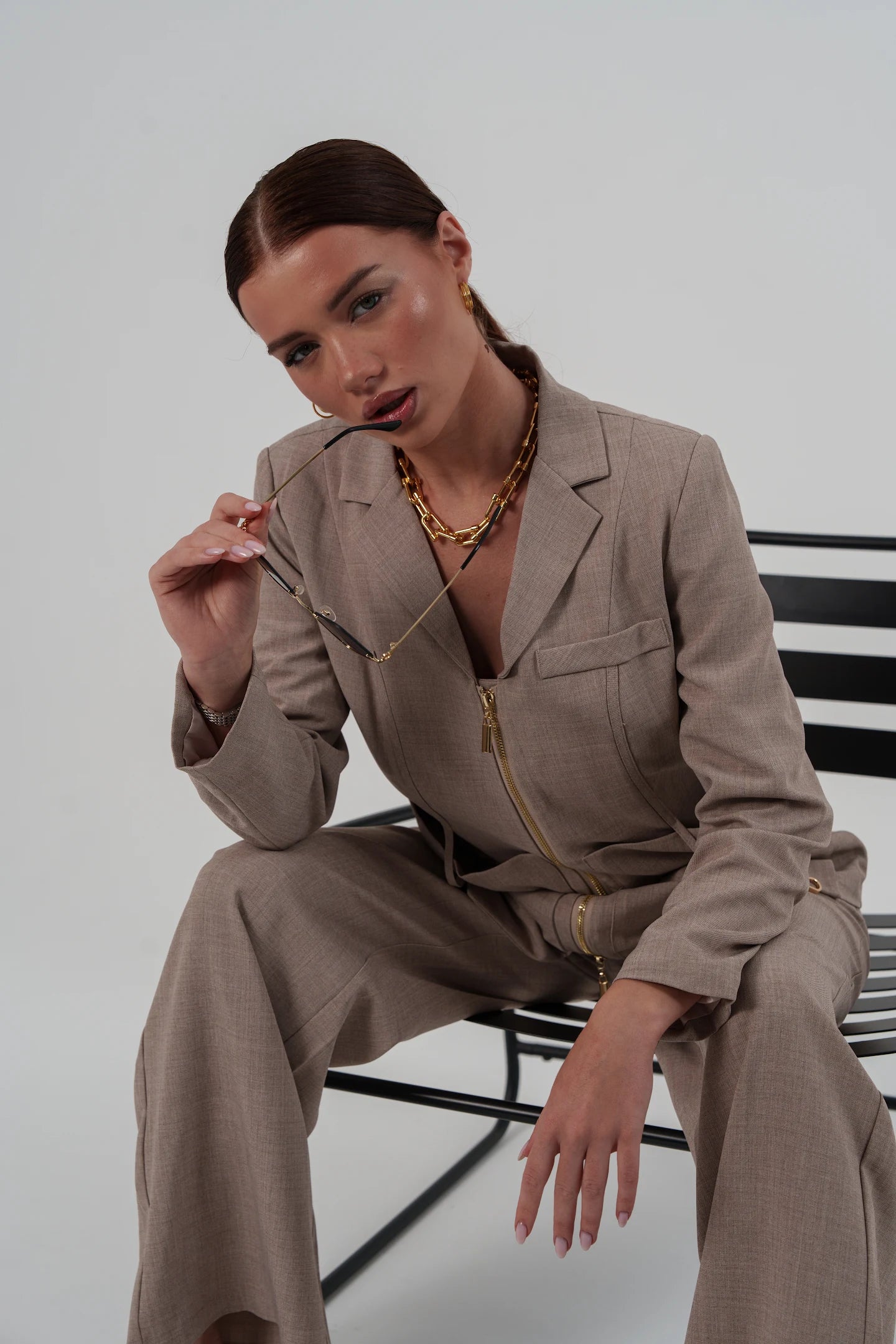 Beige Suit Set with pocket
