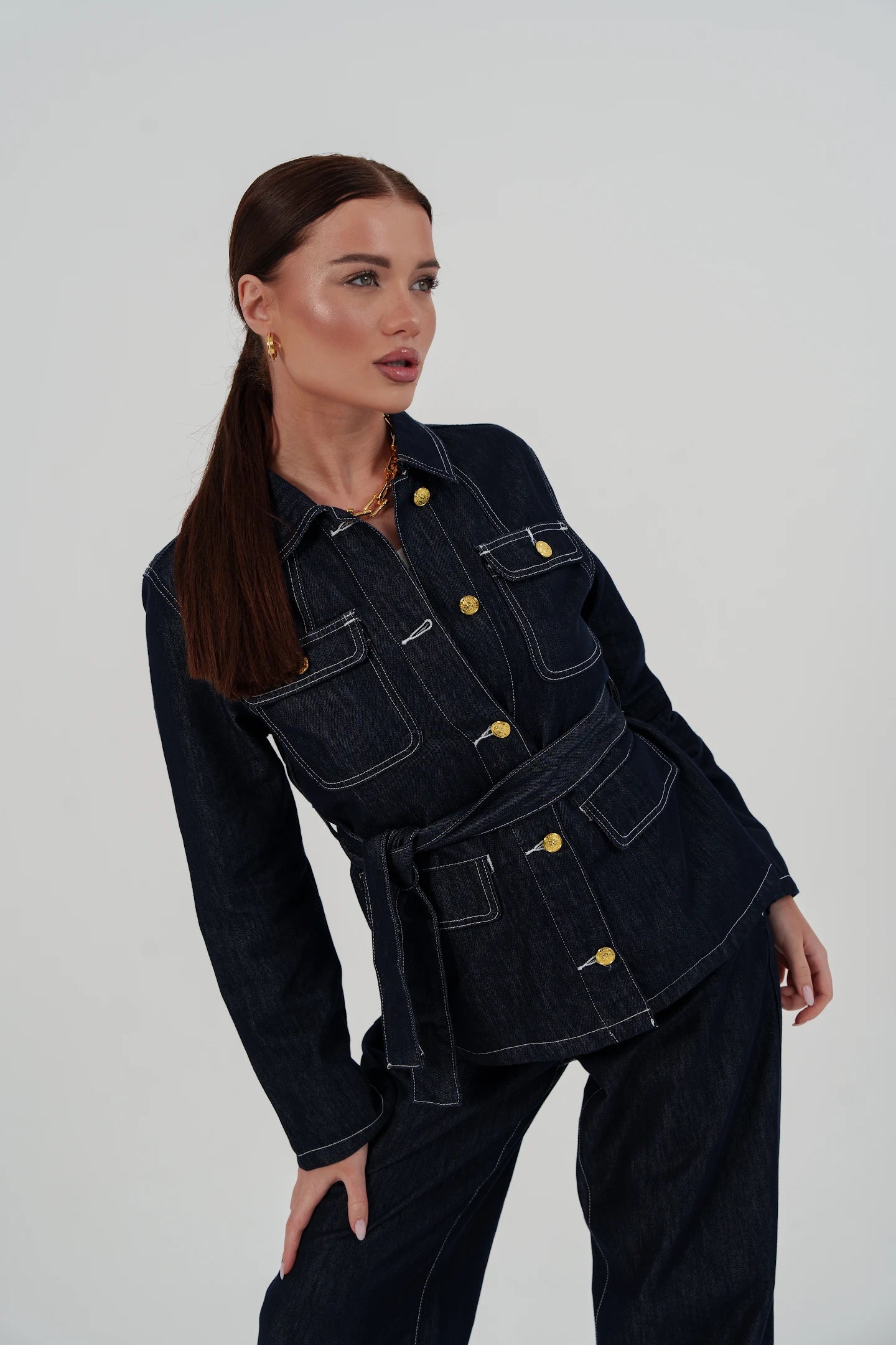 Denim Set – Gold Detail