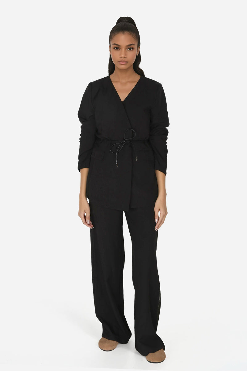 Black suits with belt