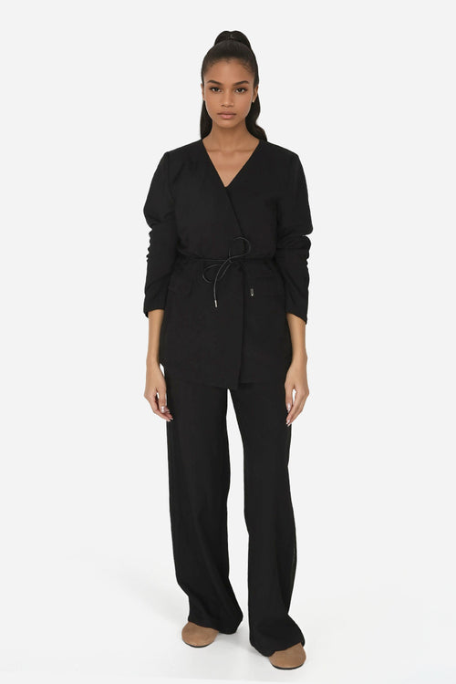 Black suits with belt