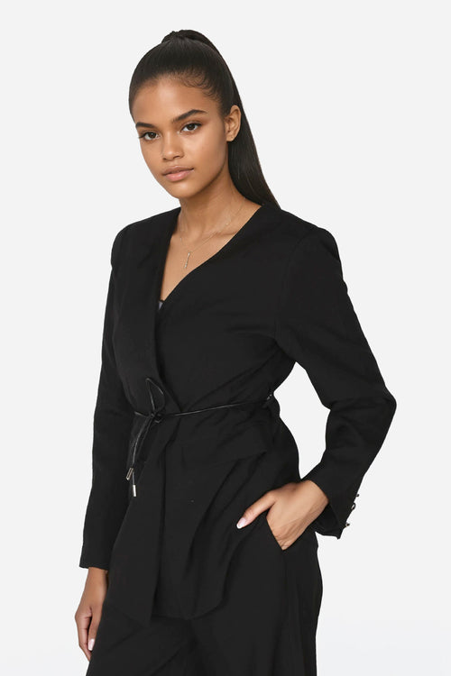 Black suits with belt