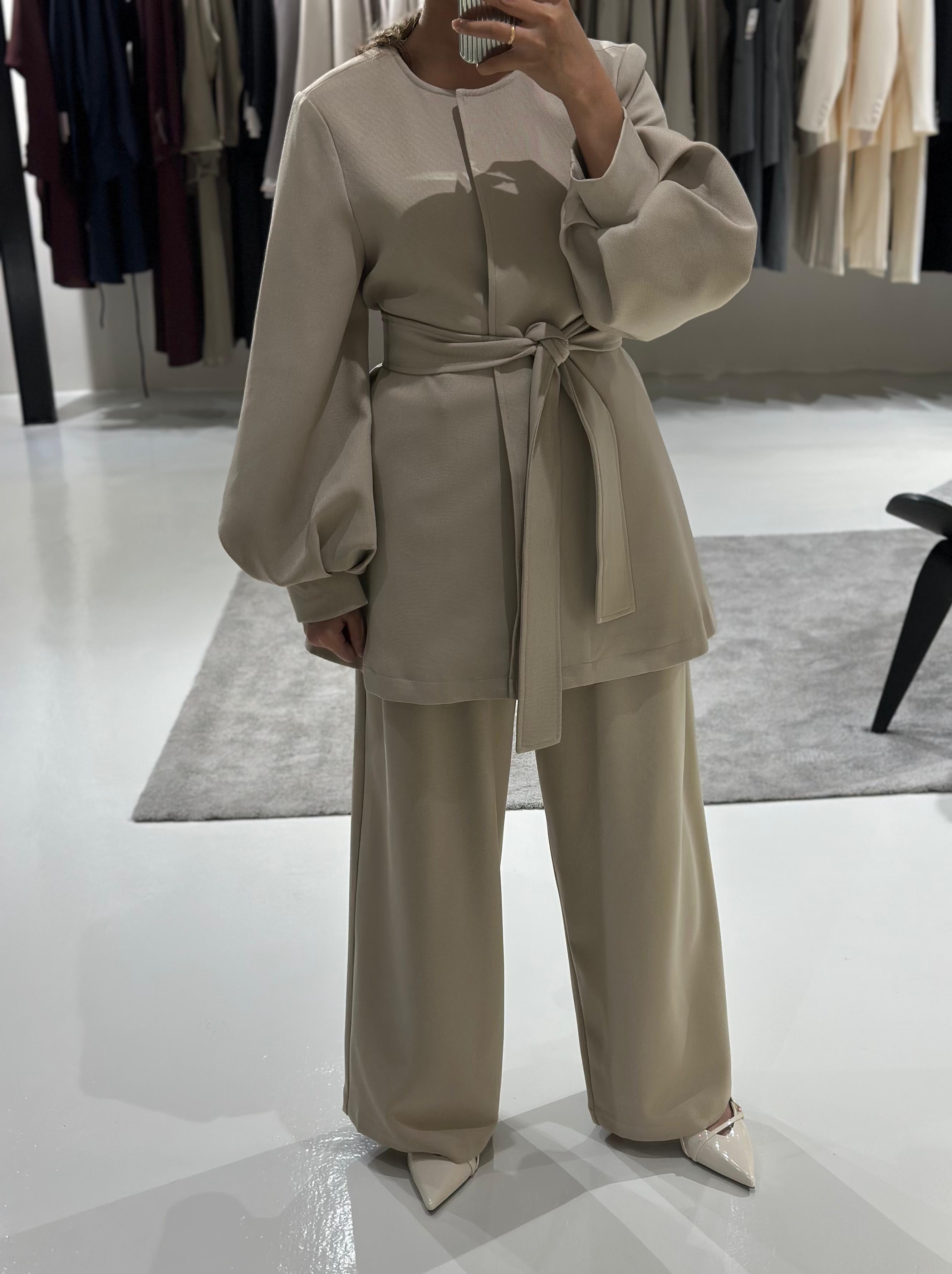 SAND PUFFED BLAZER SET