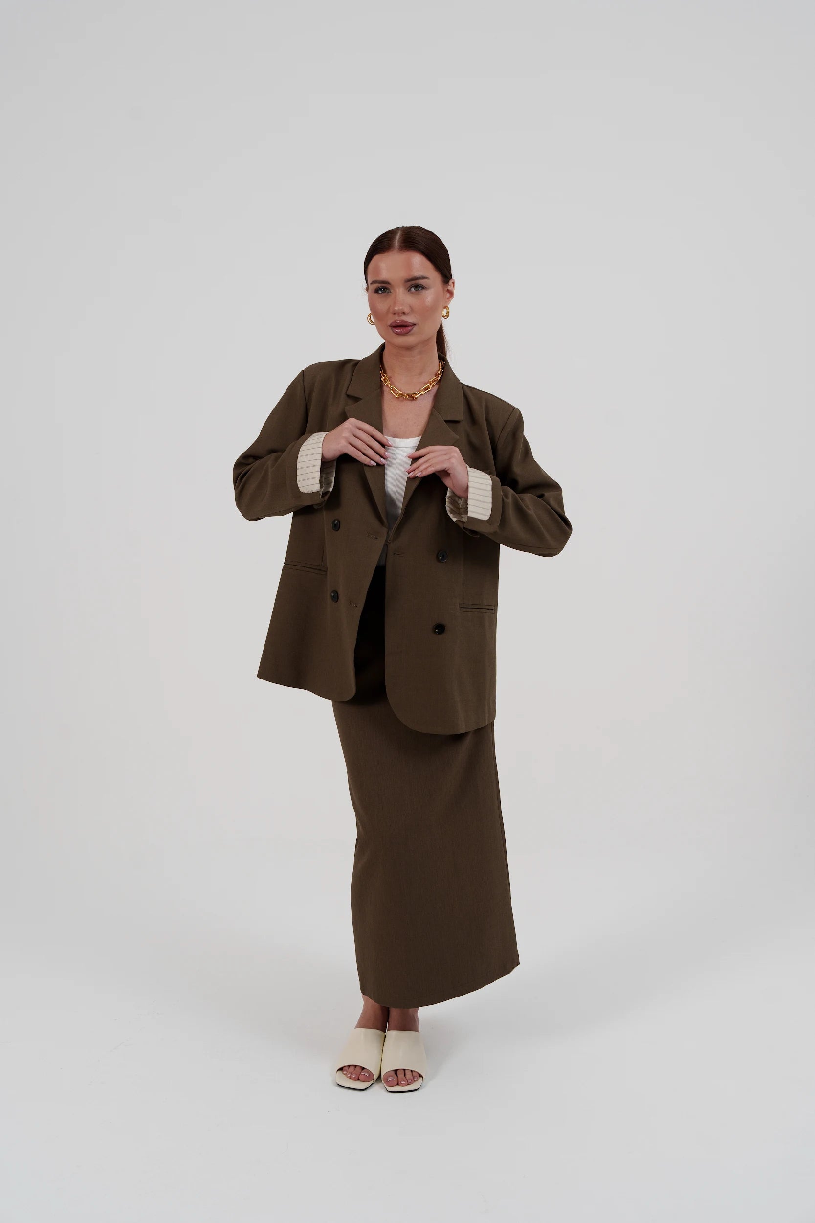 Blazer and long skirt