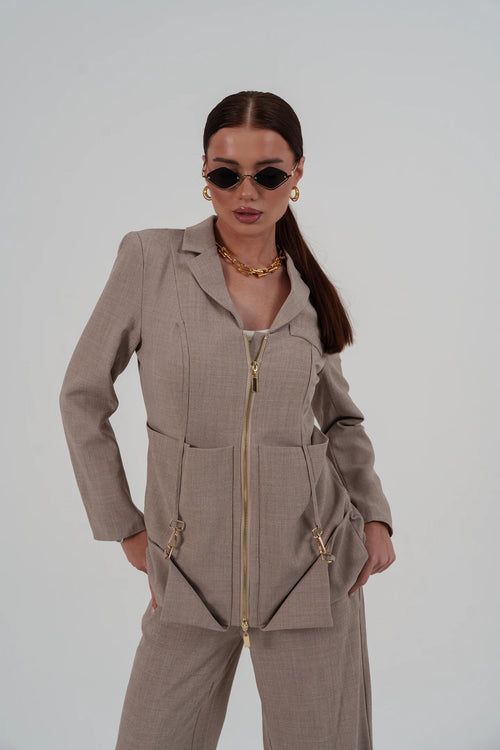 Beige Suit Set with pocket