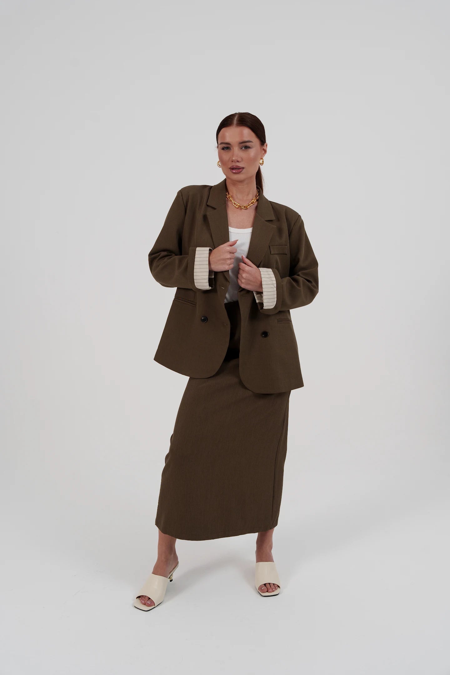 Blazer and long skirt
