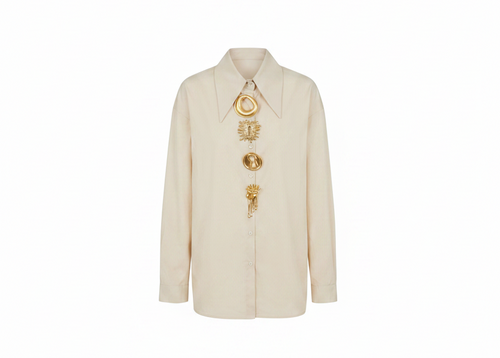 Basic Shirt with Gold Brooch 2608