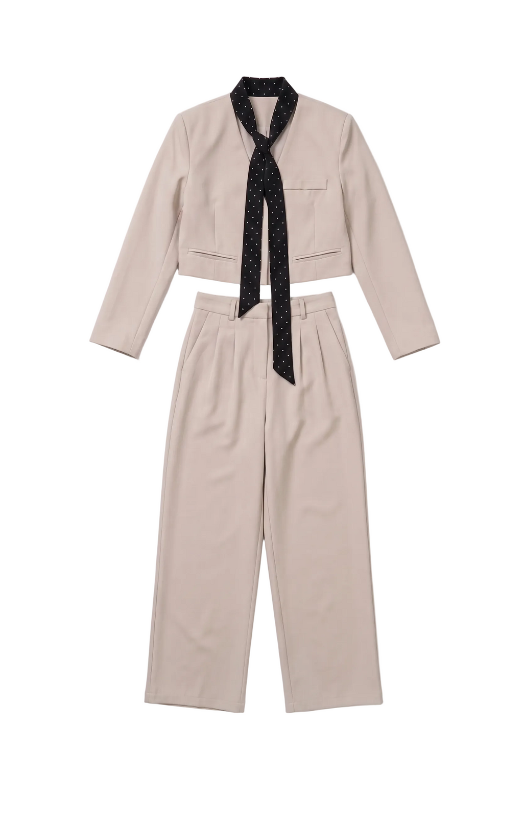 SUIT beige with dotted scarf