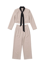 SUIT beige with dotted scarf