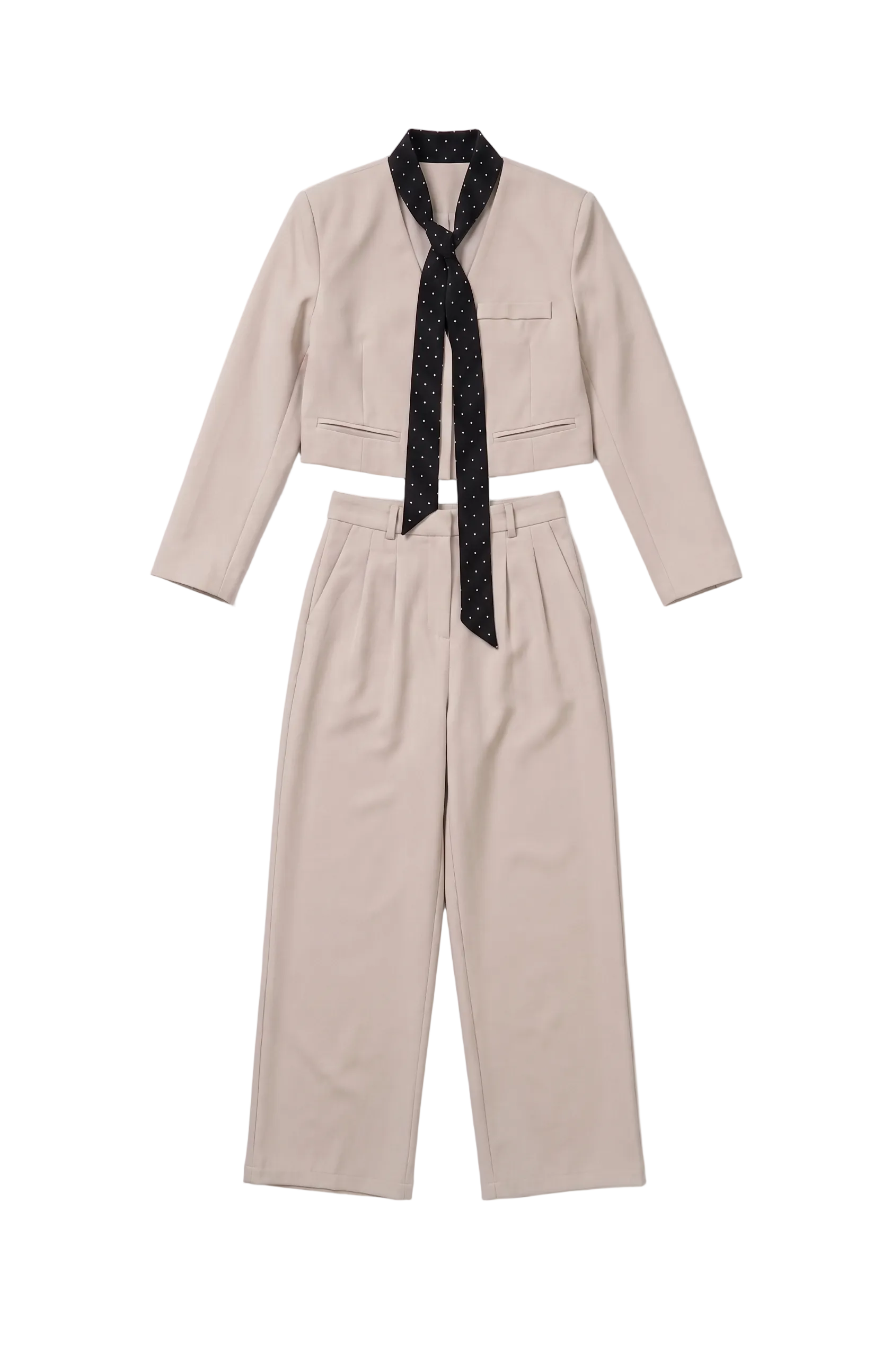 SUIT beige with dotted scarf