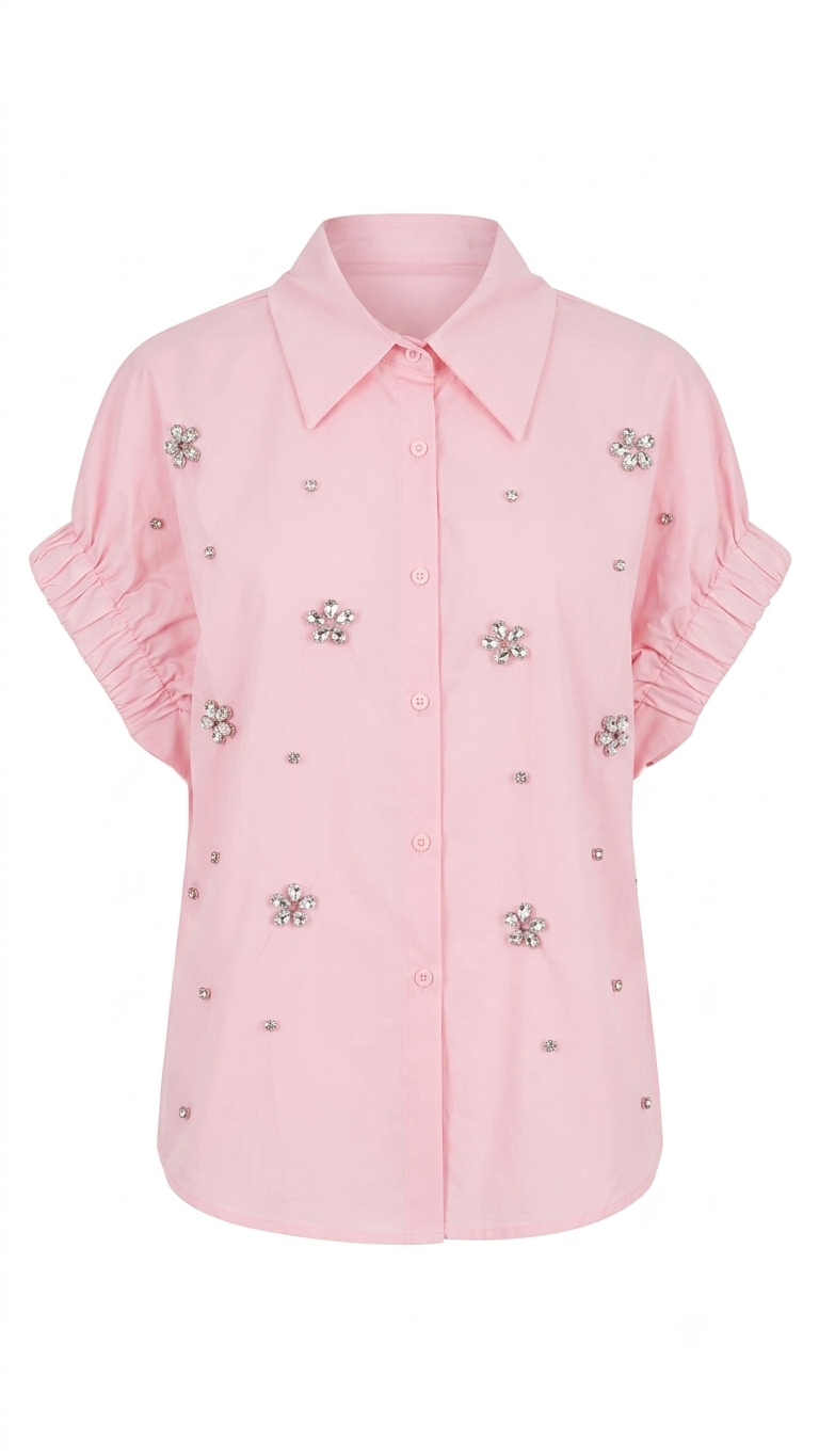Short Sleeves Shirt with Stone