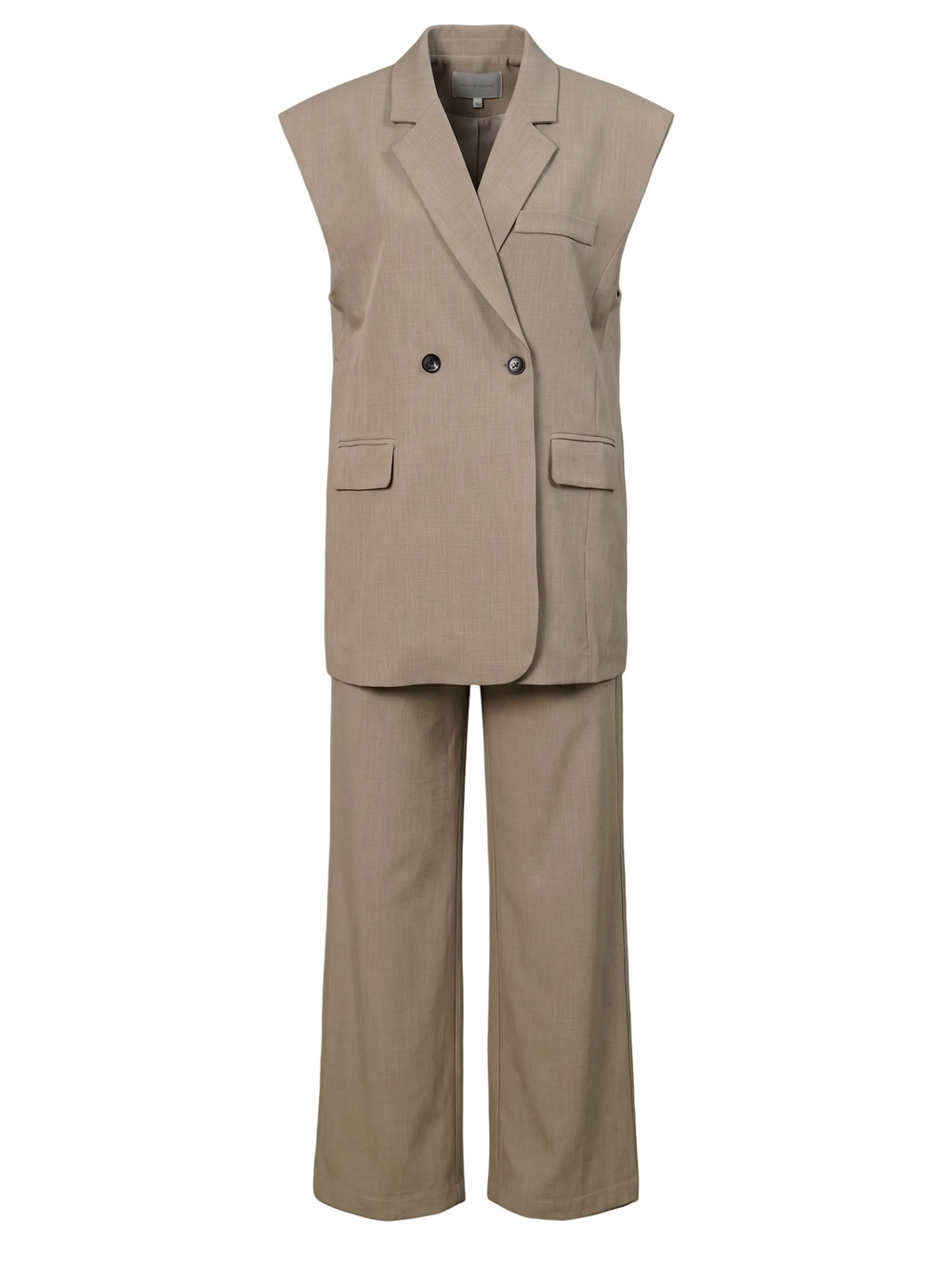 Vest biege with white stitch Set