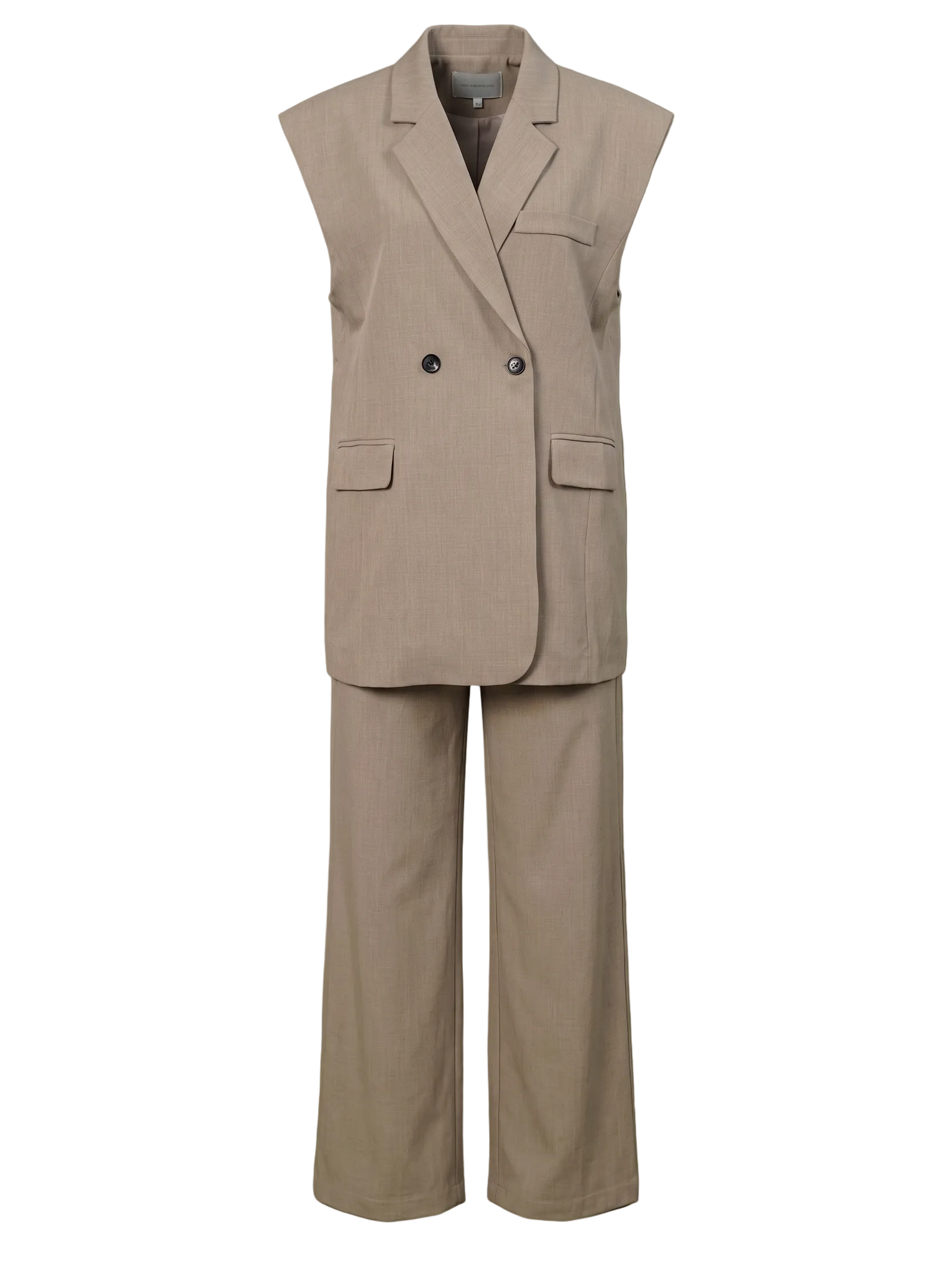 Vest biege with white stitch Set