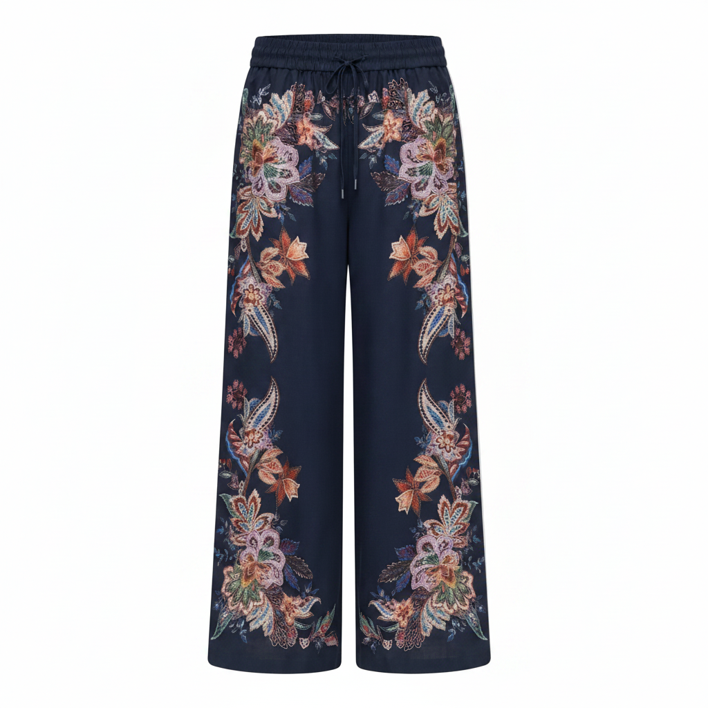 Top & Pants  Printed Gold Botton 9386