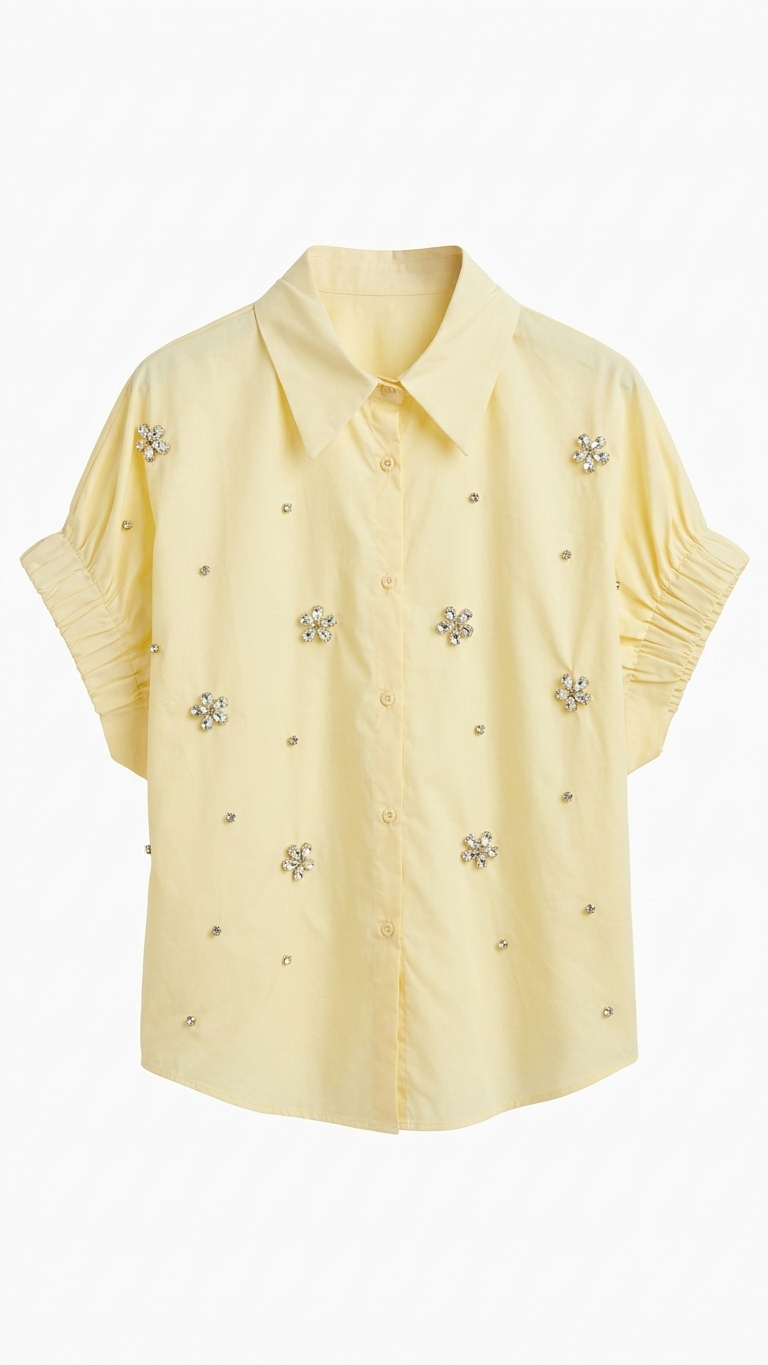 Short Sleeves Shirt with Stone