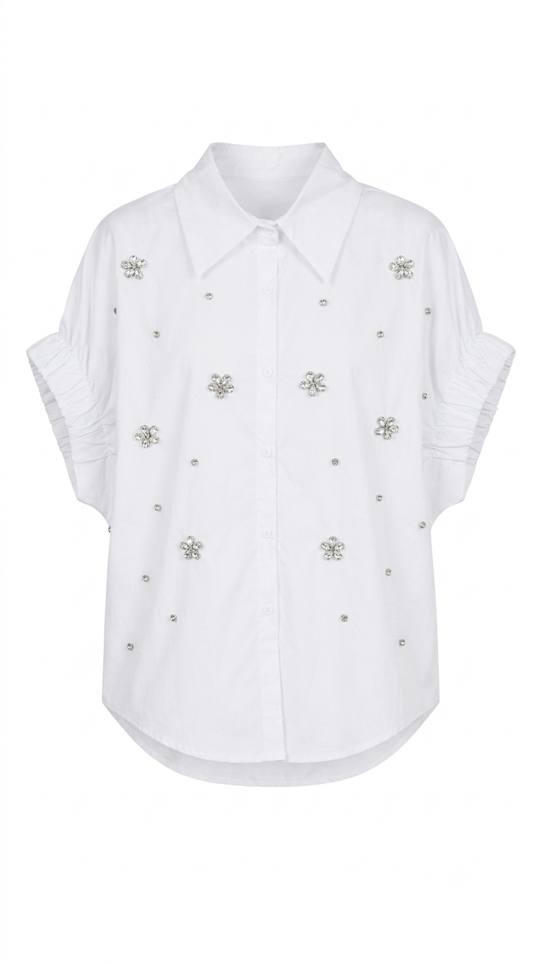Short Sleeves Shirt with Stone