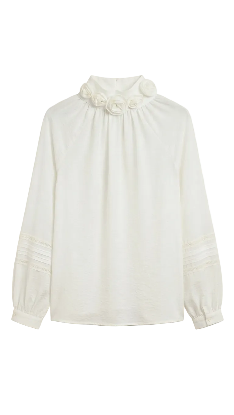 Blouse with Flower Collar 097