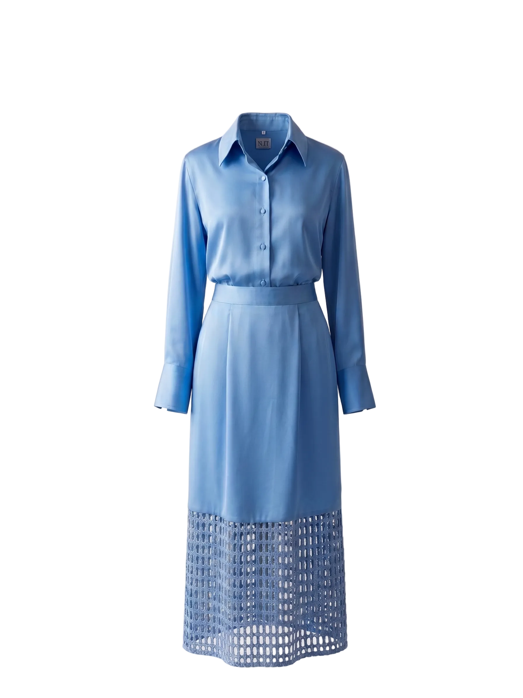Satin set with Macrame Skirt