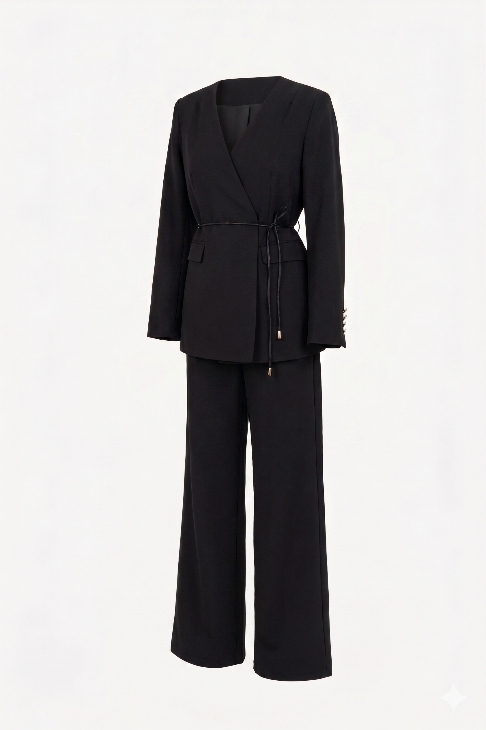Black suit with belt
