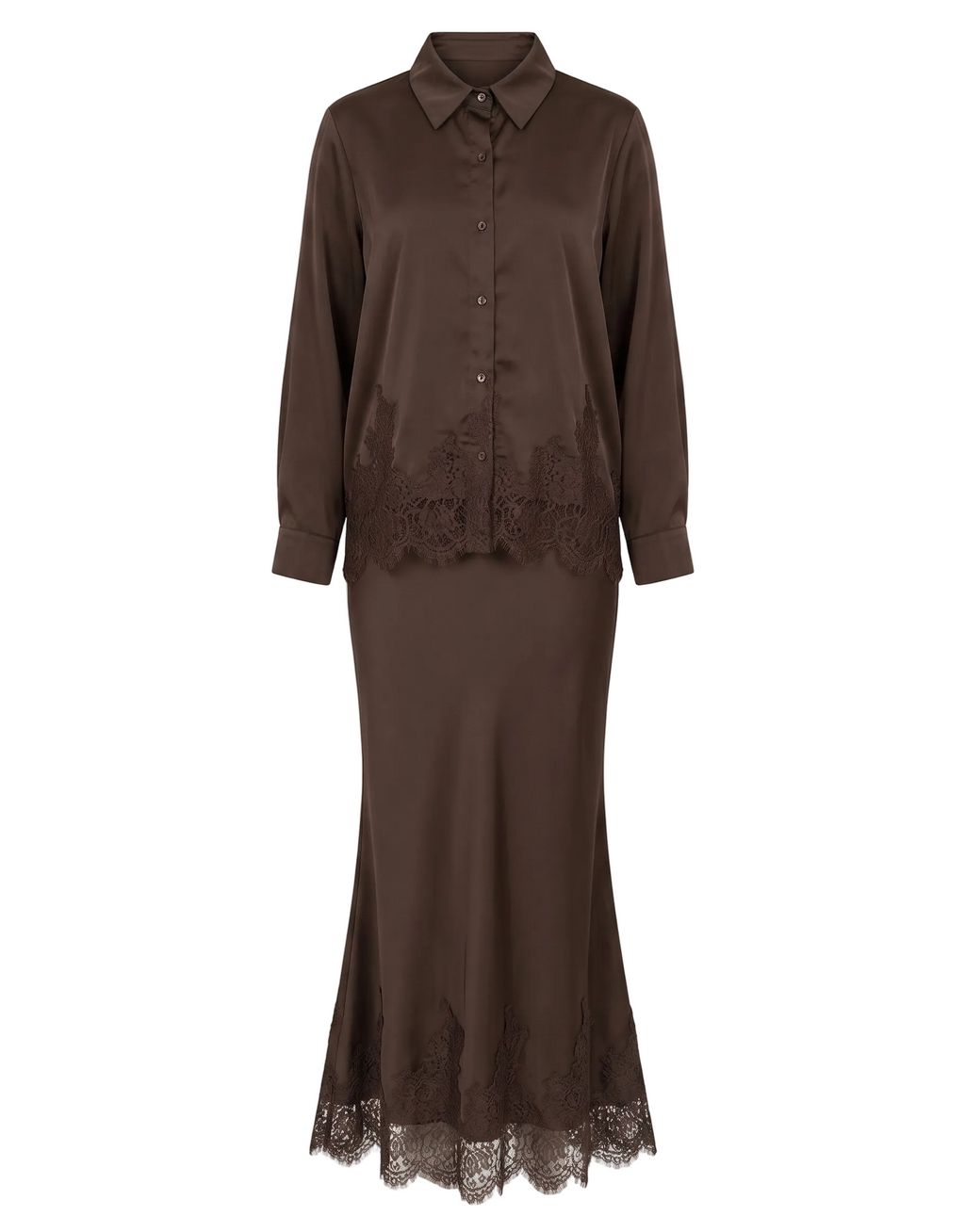 SILK TOP AND SKIRT W DANTEL
