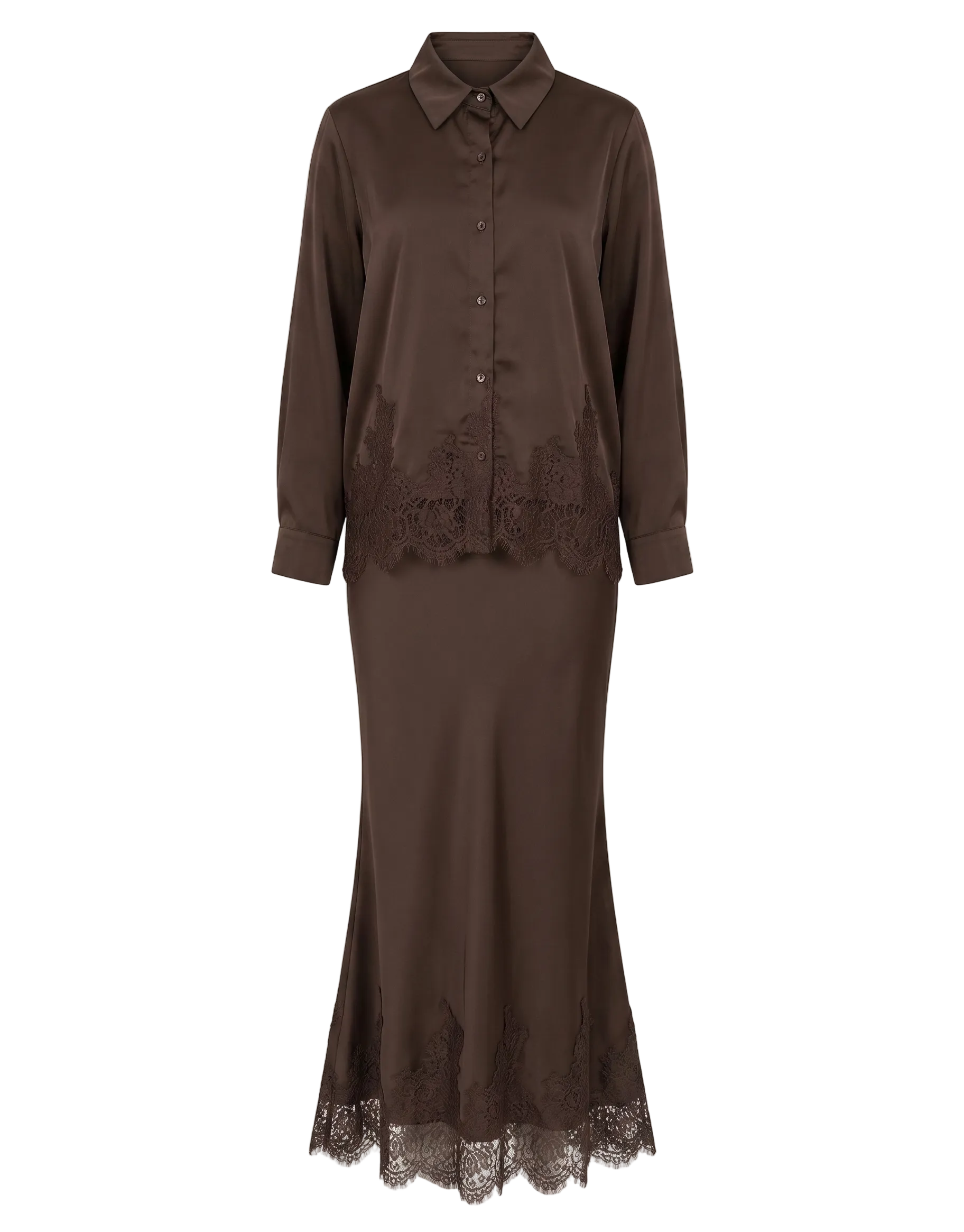 SILK TOP AND SKIRT W DANTEL