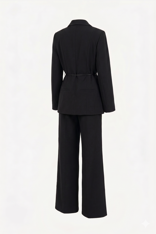 Black suit with belt