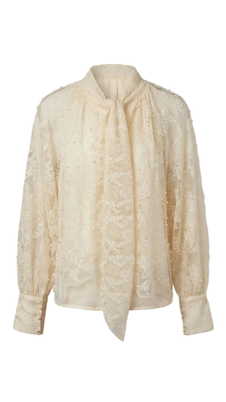 Lace Bow Collar Top 89958