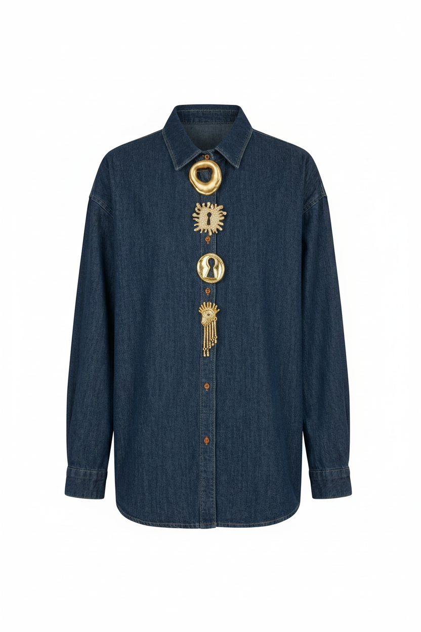 Jeans with Gold Brooch 2749