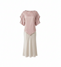 Silk Short Sleeve Top w/ Dantel & Skirt 753