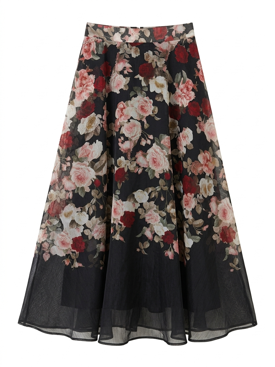 BLK FLORAL WHITE WITH SKIRT  9336