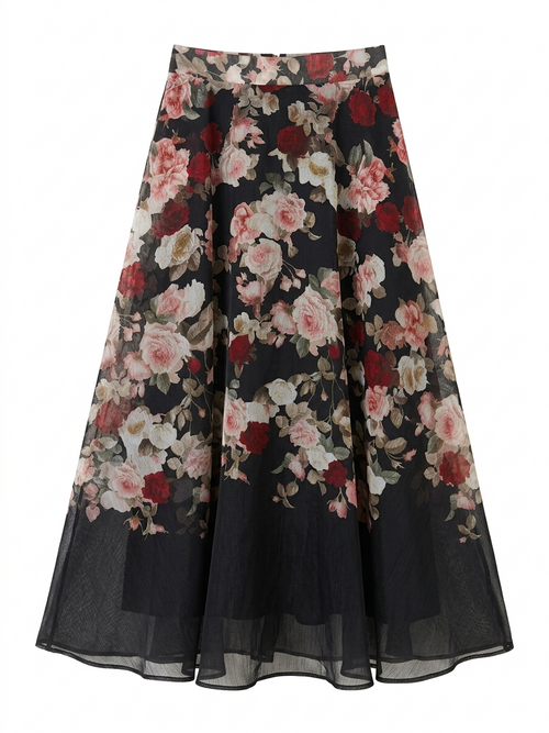 BLK FLORAL WHITE WITH SKIRT  9336