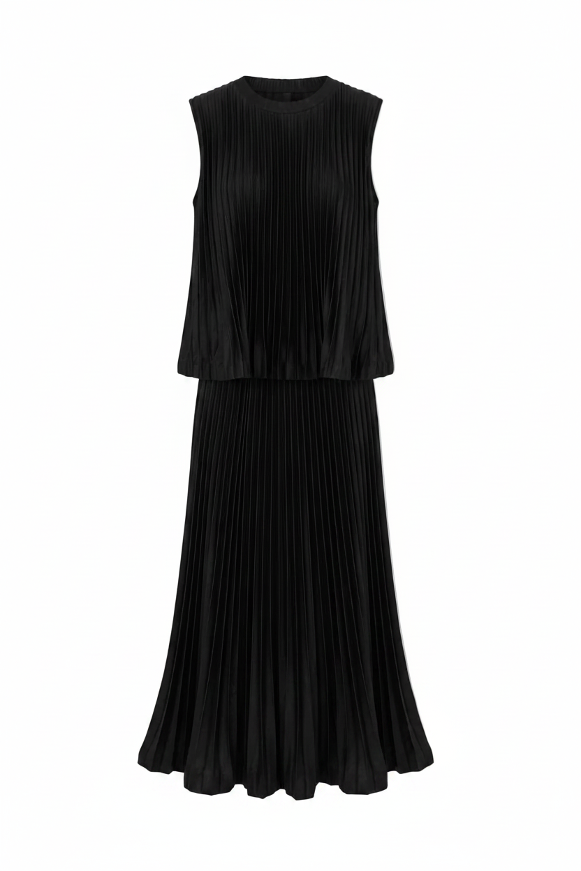 Pleated Sleeveless Top & Skirt 8060