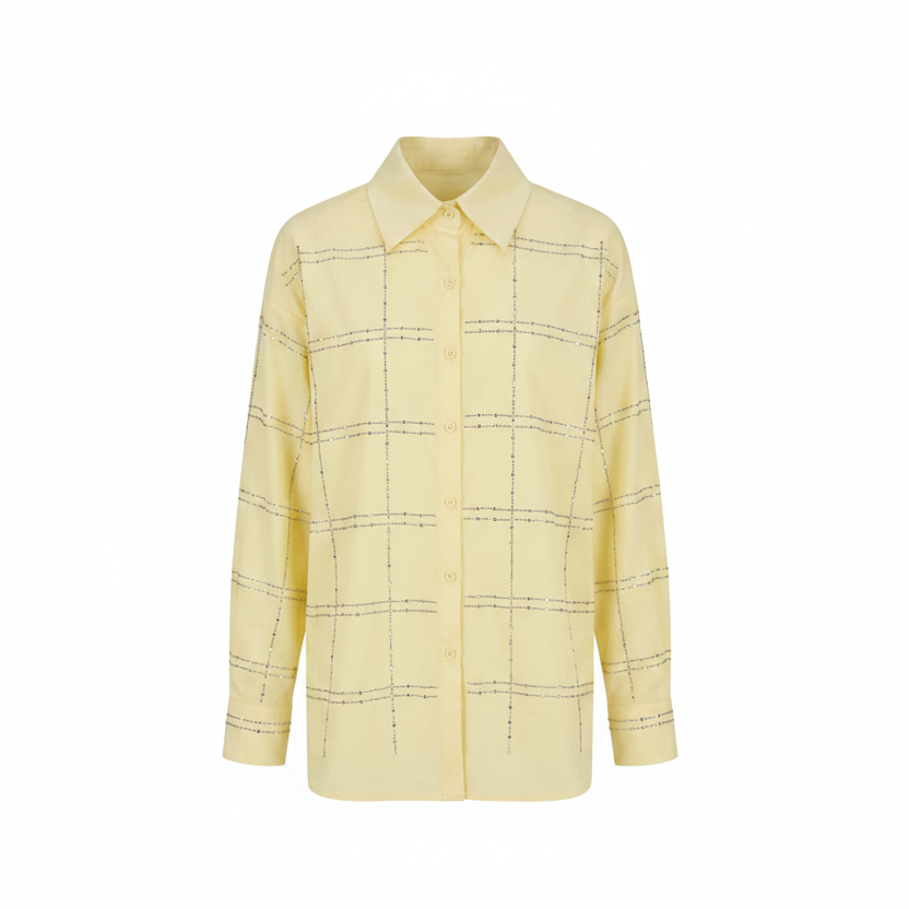 Basic Shirt with Plaids Line Strass 8801