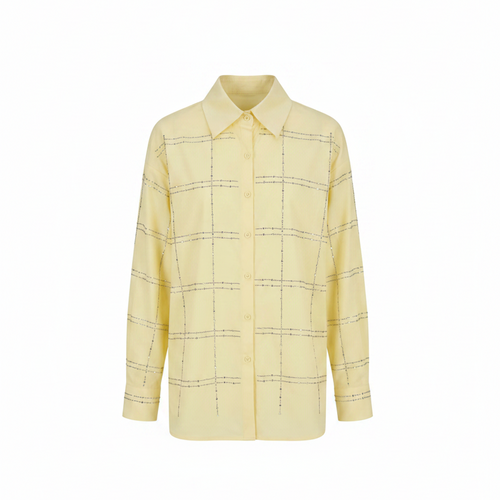 Basic Shirt with Plaids Line Strass 8801