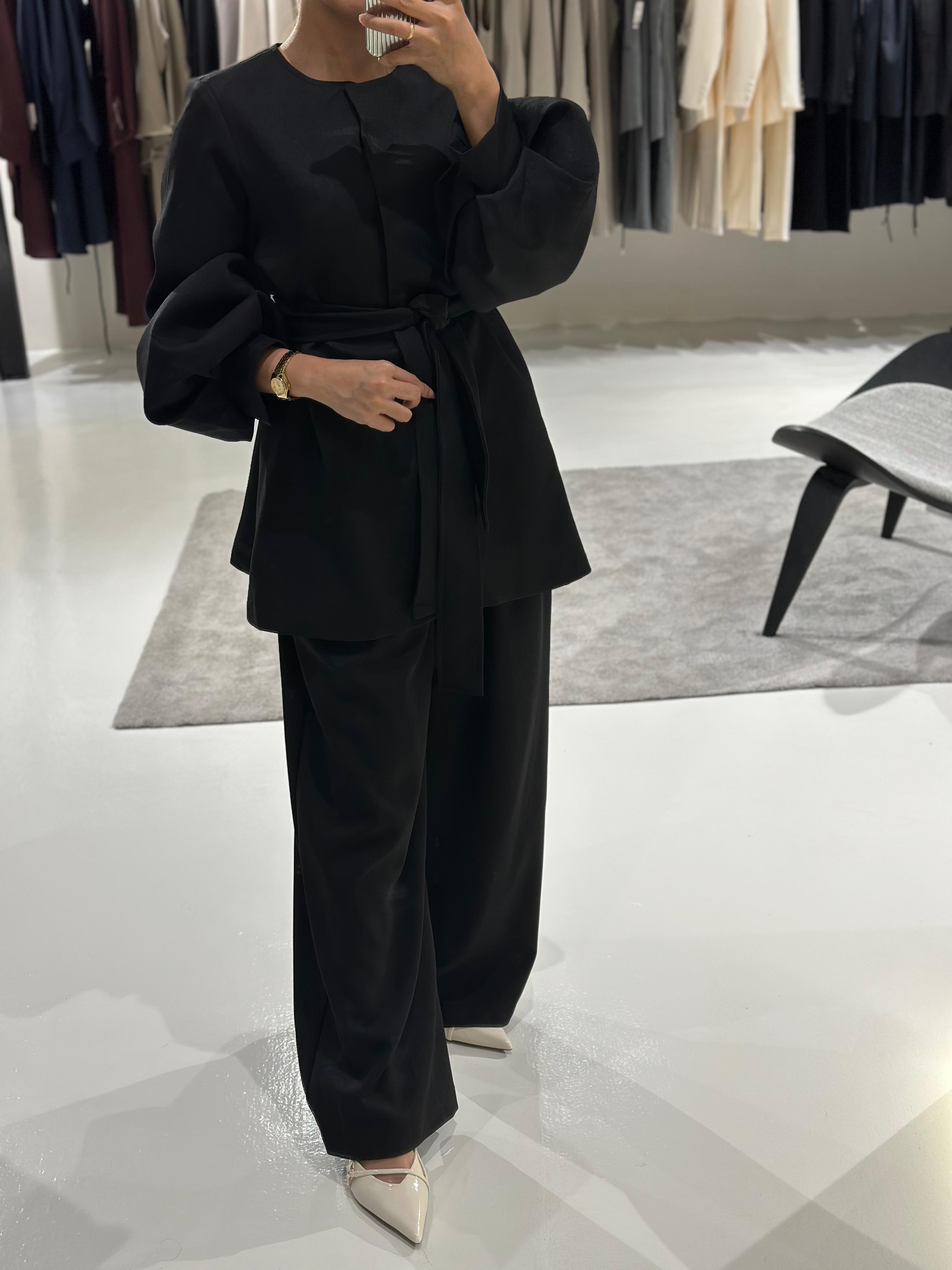 BLACK PUFFED BLAZER SET