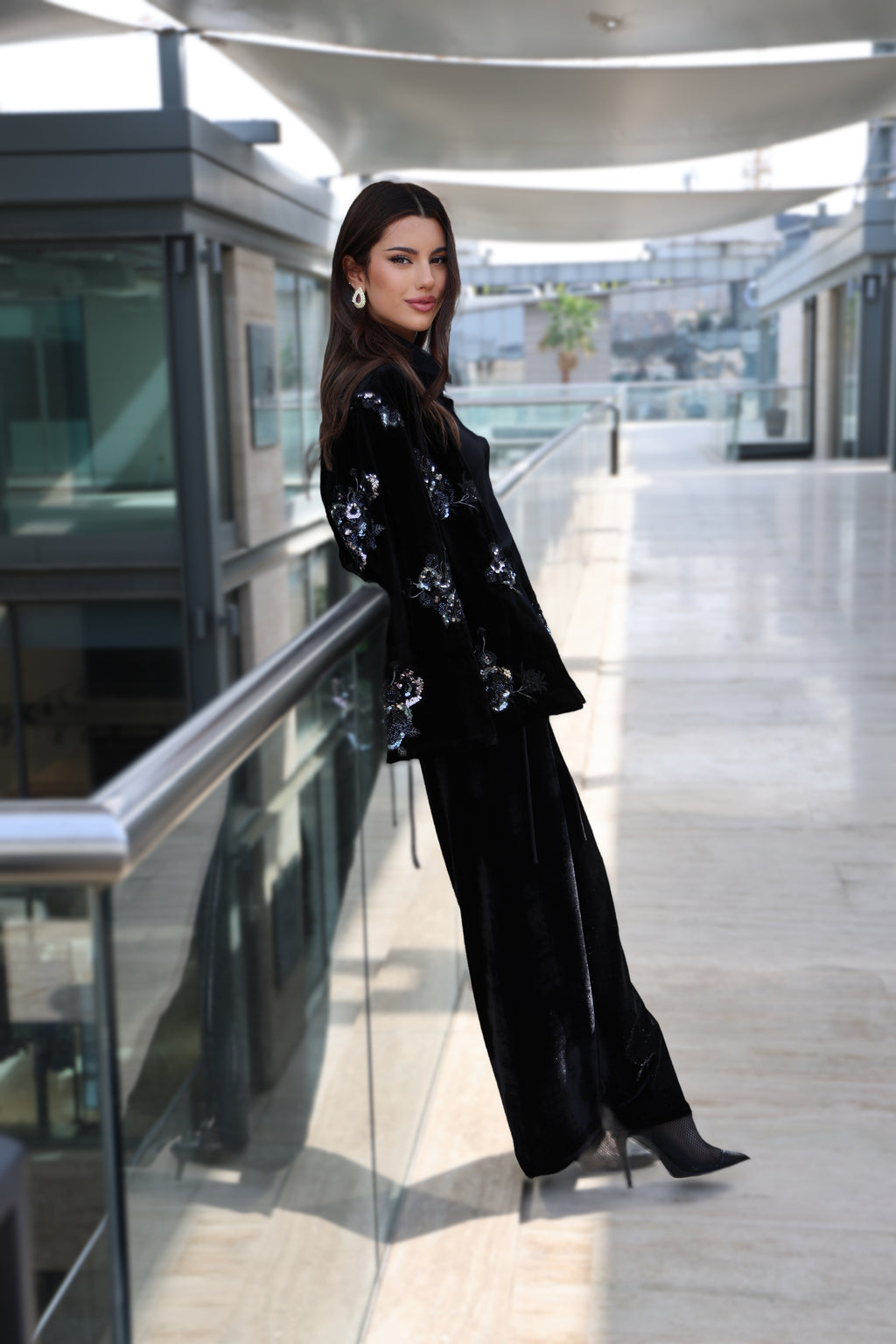 BLACK CRYSTAL VELVET SET