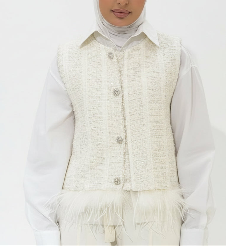 TWEED FEATHER VEST C9009