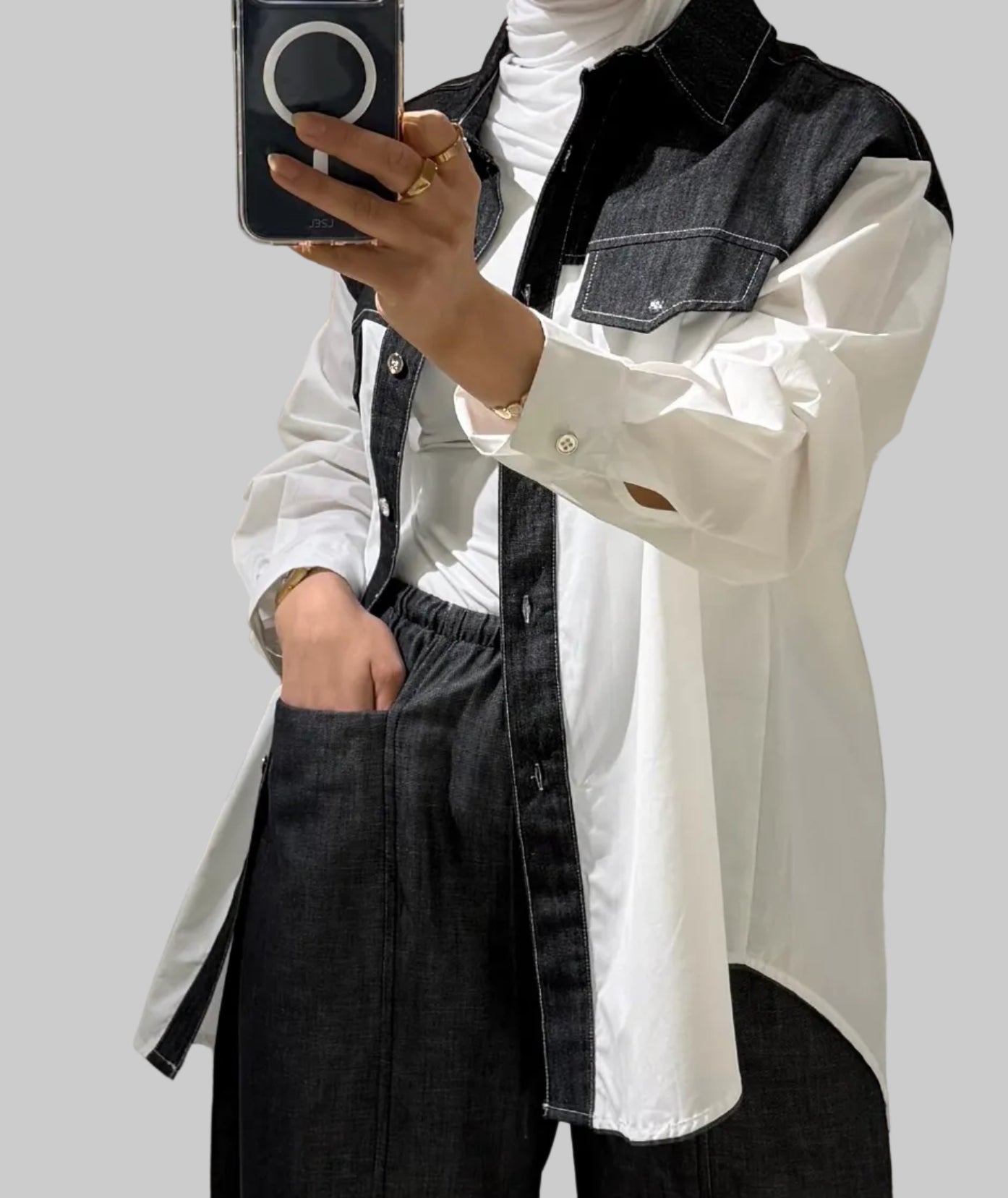 Top shirt demin with white