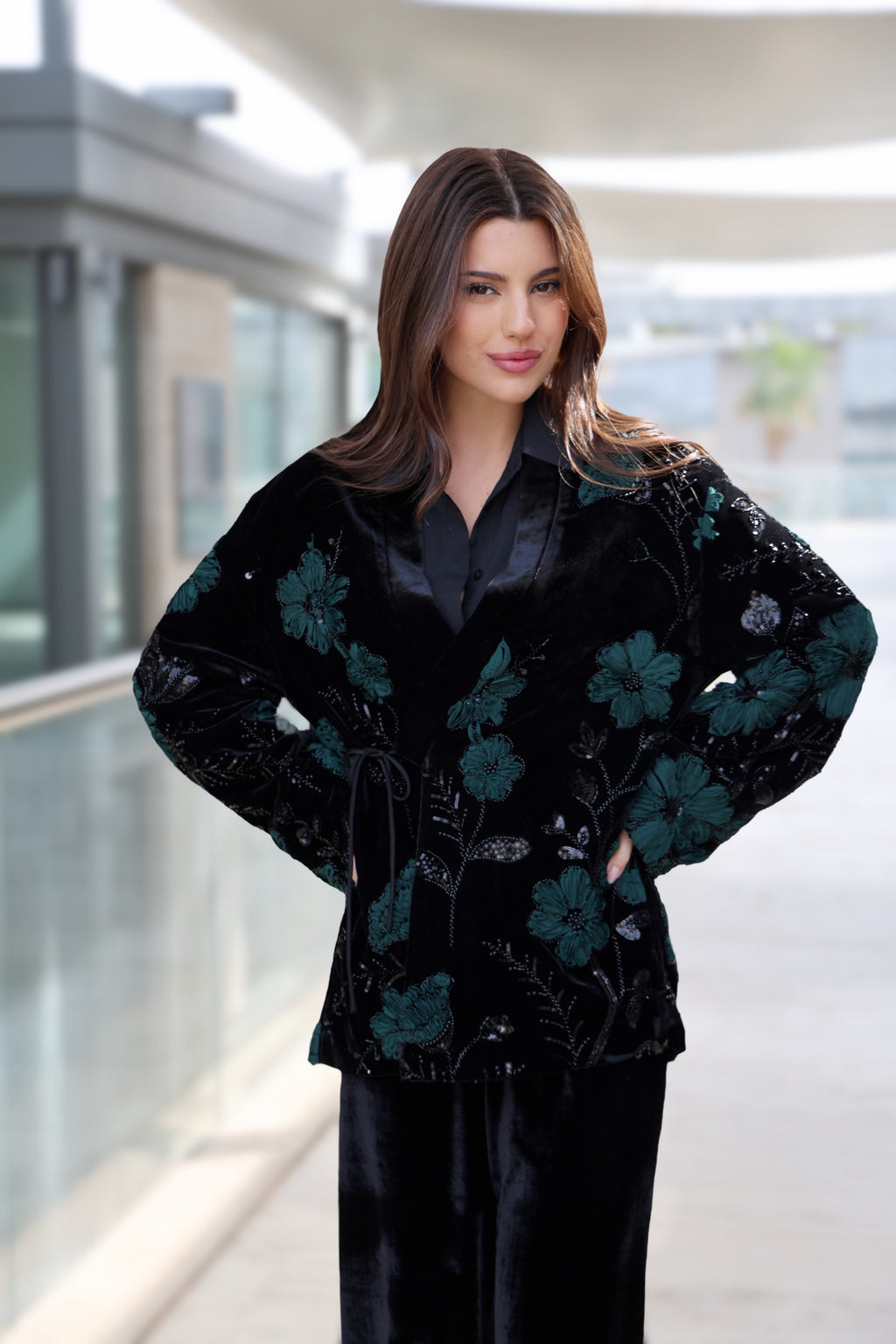 GREEN CRYSTAL VELVET SET