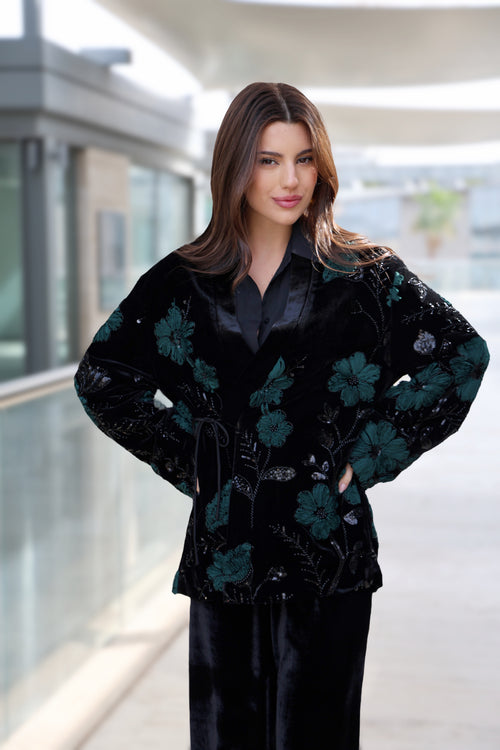 GREEN CRYSTAL VELVET SET
