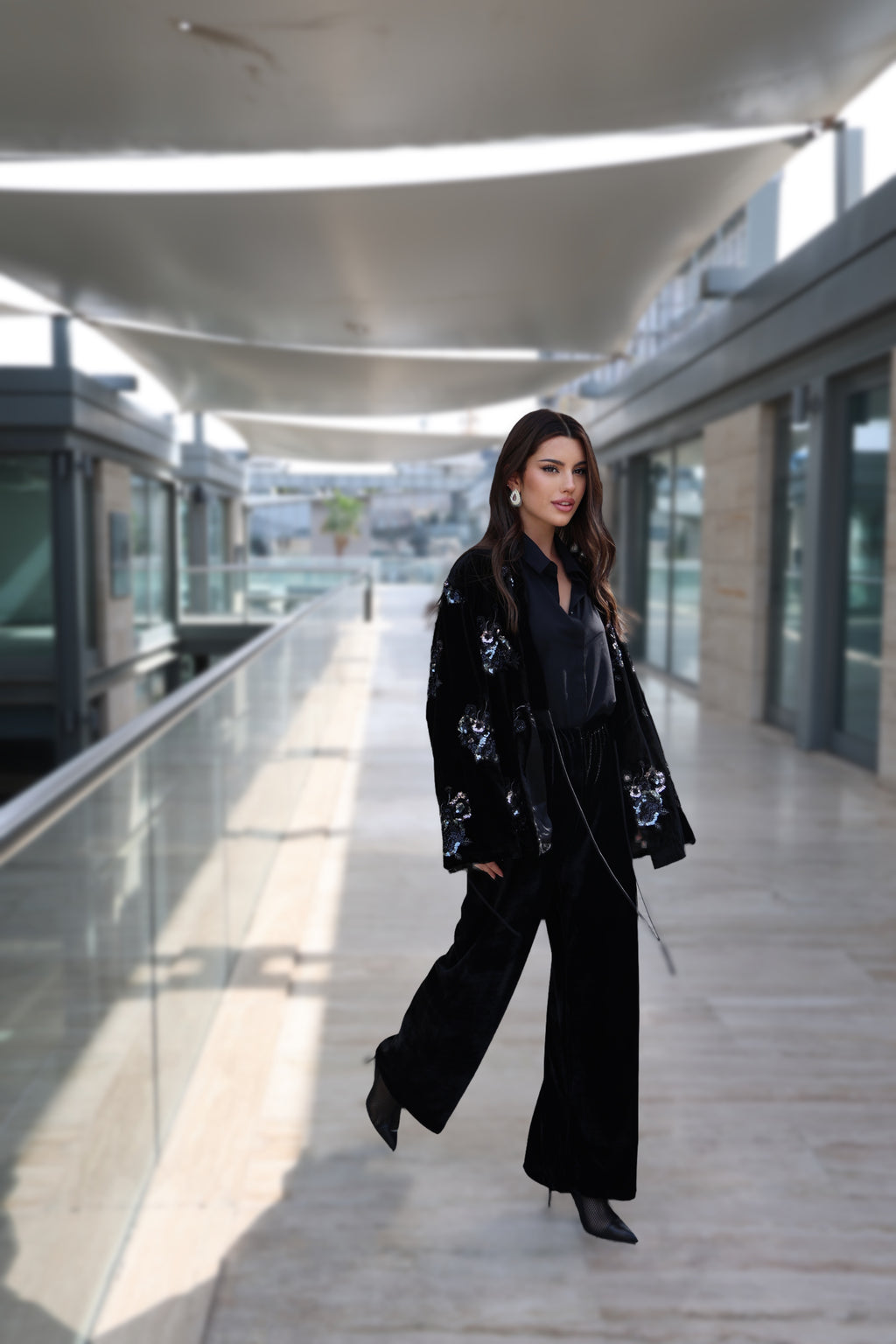 BLACK CRYSTAL VELVET SET