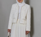 WHITE STRASS TWEED TOP 26007