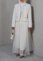WHITE STRASS TWEED TOP 26007