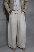 WHITE PANTS WITH BELT 618