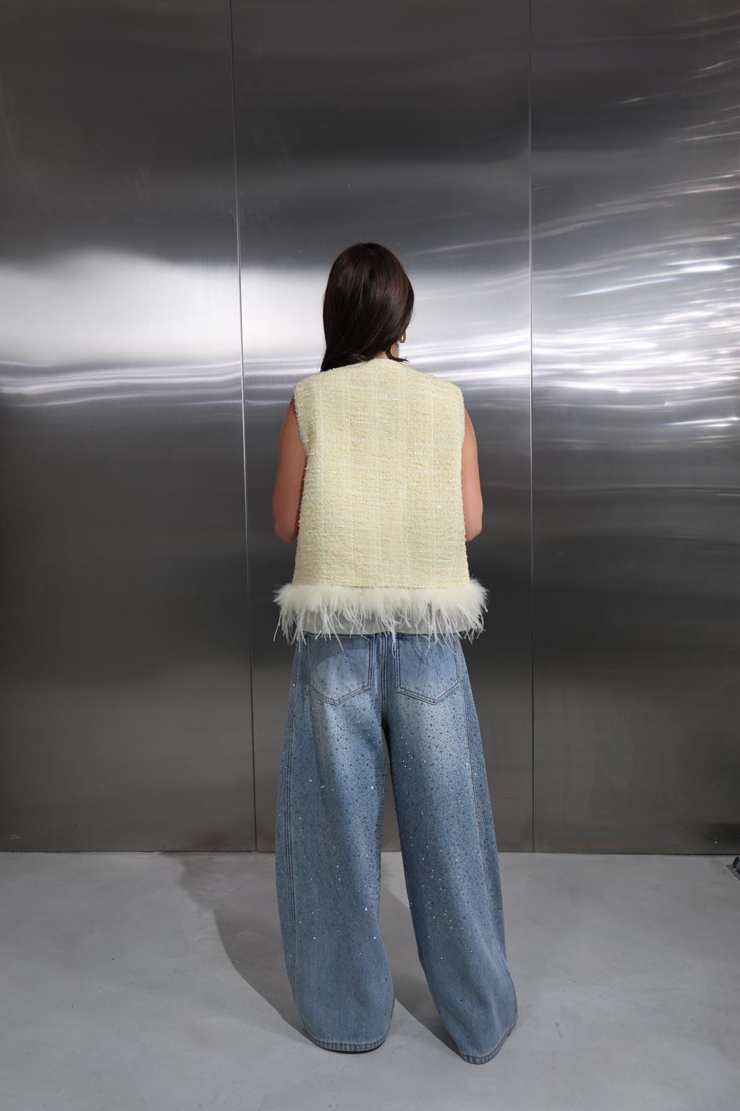 TWEED FEATHER VEST C9009