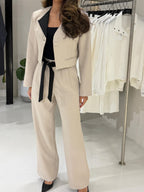 SUIT beige with dotted scarf
