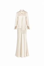 Women's Silk Top with Scarf & Skirt Set – 697