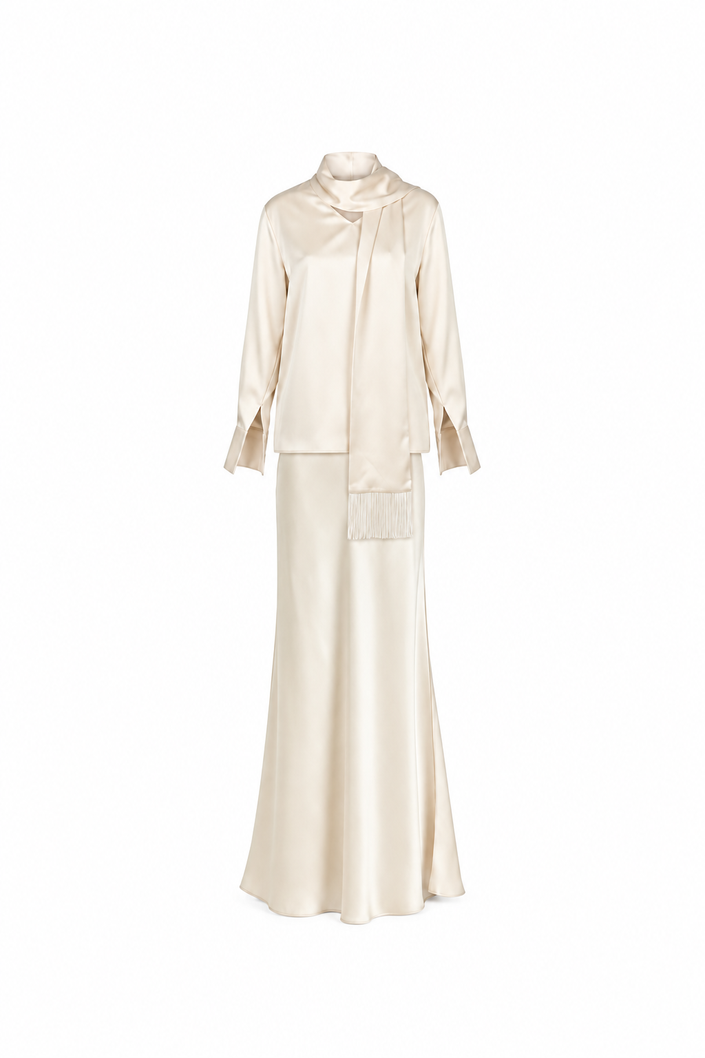Silk Top with Scarf & Skirt 697