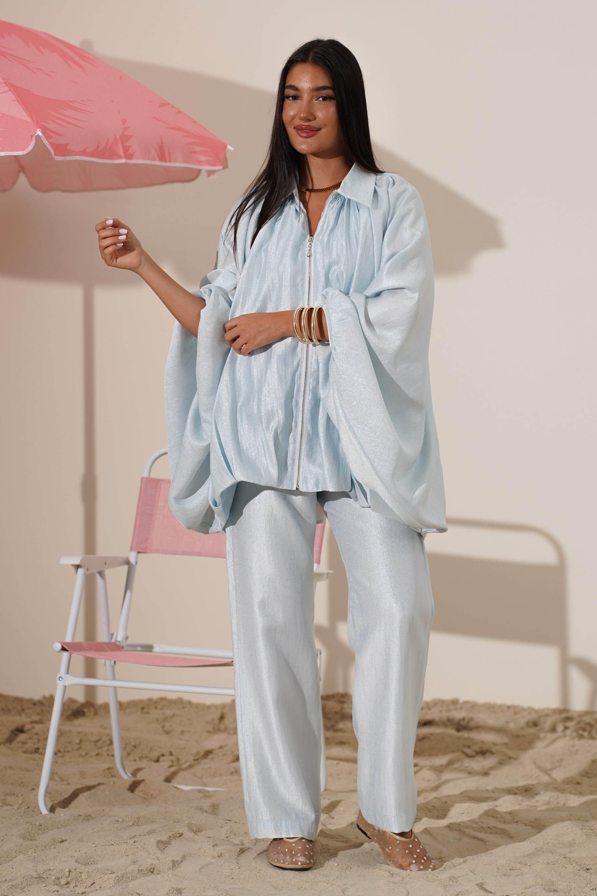 Draped Zip Set Jacket and pants