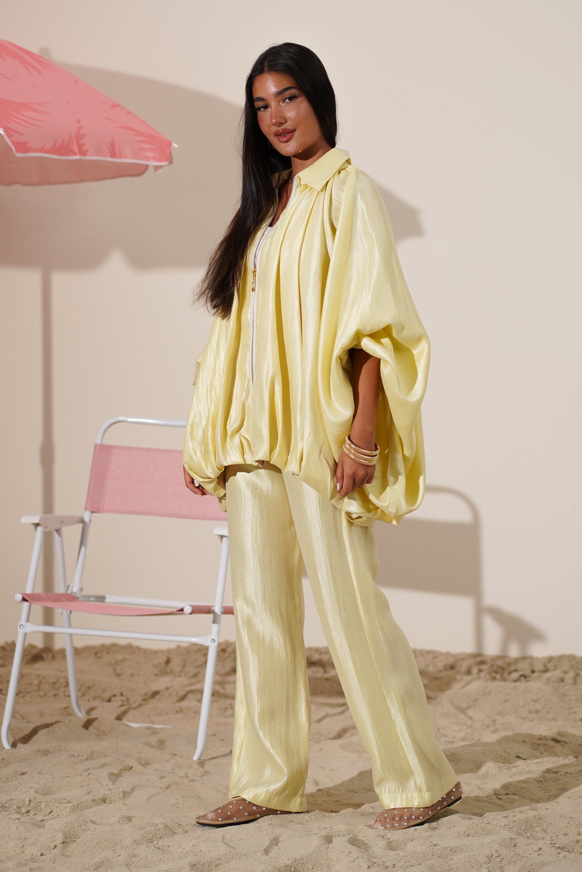 Draped Zip Set Jacket and pants