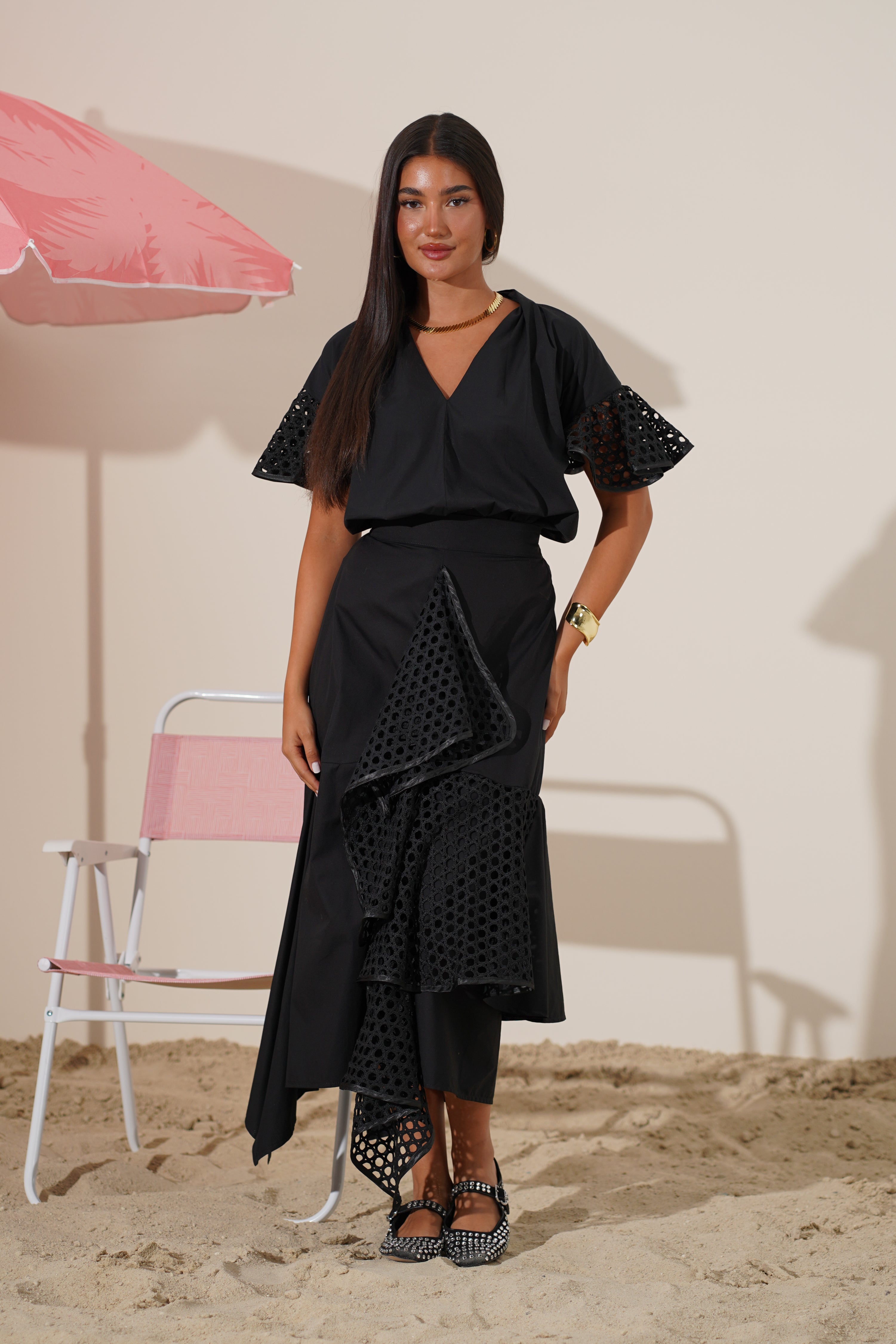 Top and skirt Set with Eyelet Detailing